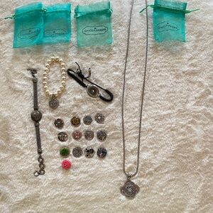 Ginger Snaps Lot Silver Necklace and 3 bracelets with Interchangeable Snaps